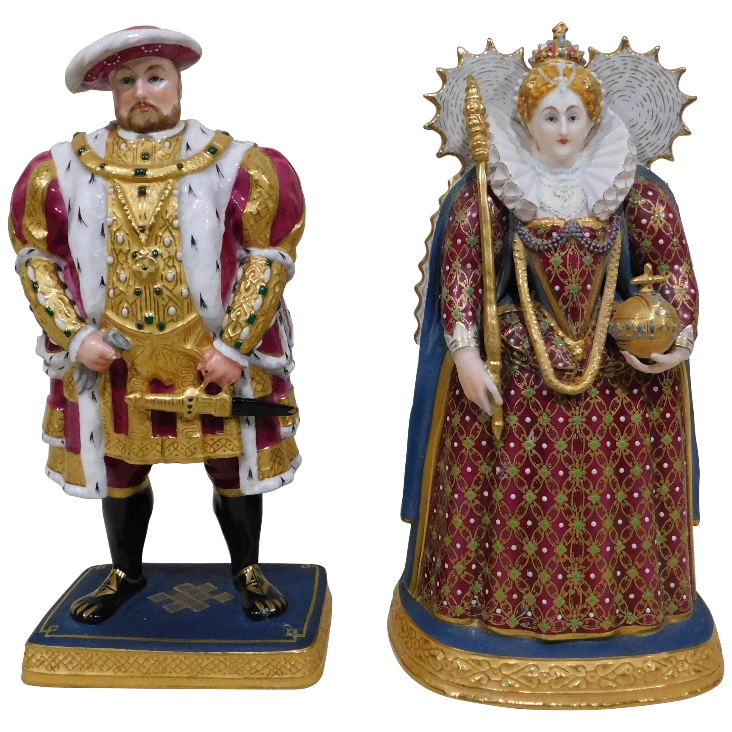 English Royal Worcester Henry VIII and Elizabeth I Porcelain Bone China Figurine