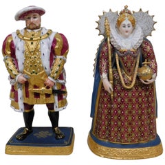 Antique English Royal Worcester Henry VIII and Elizabeth I Porcelain Bone China Figurine
