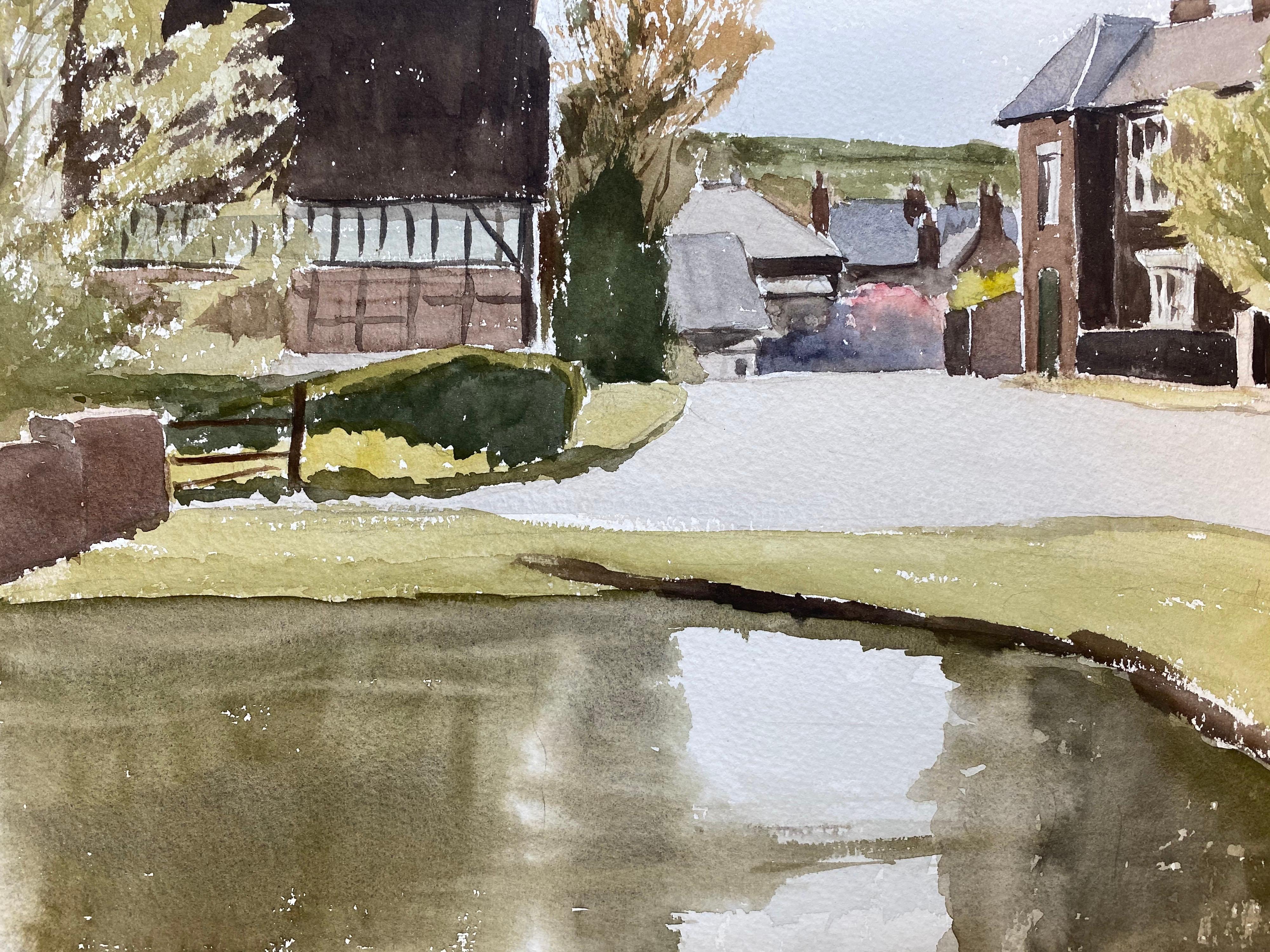 English Rural Country Village, Signed Original British Watercolour Painting In Excellent Condition For Sale In Cirencester, GB