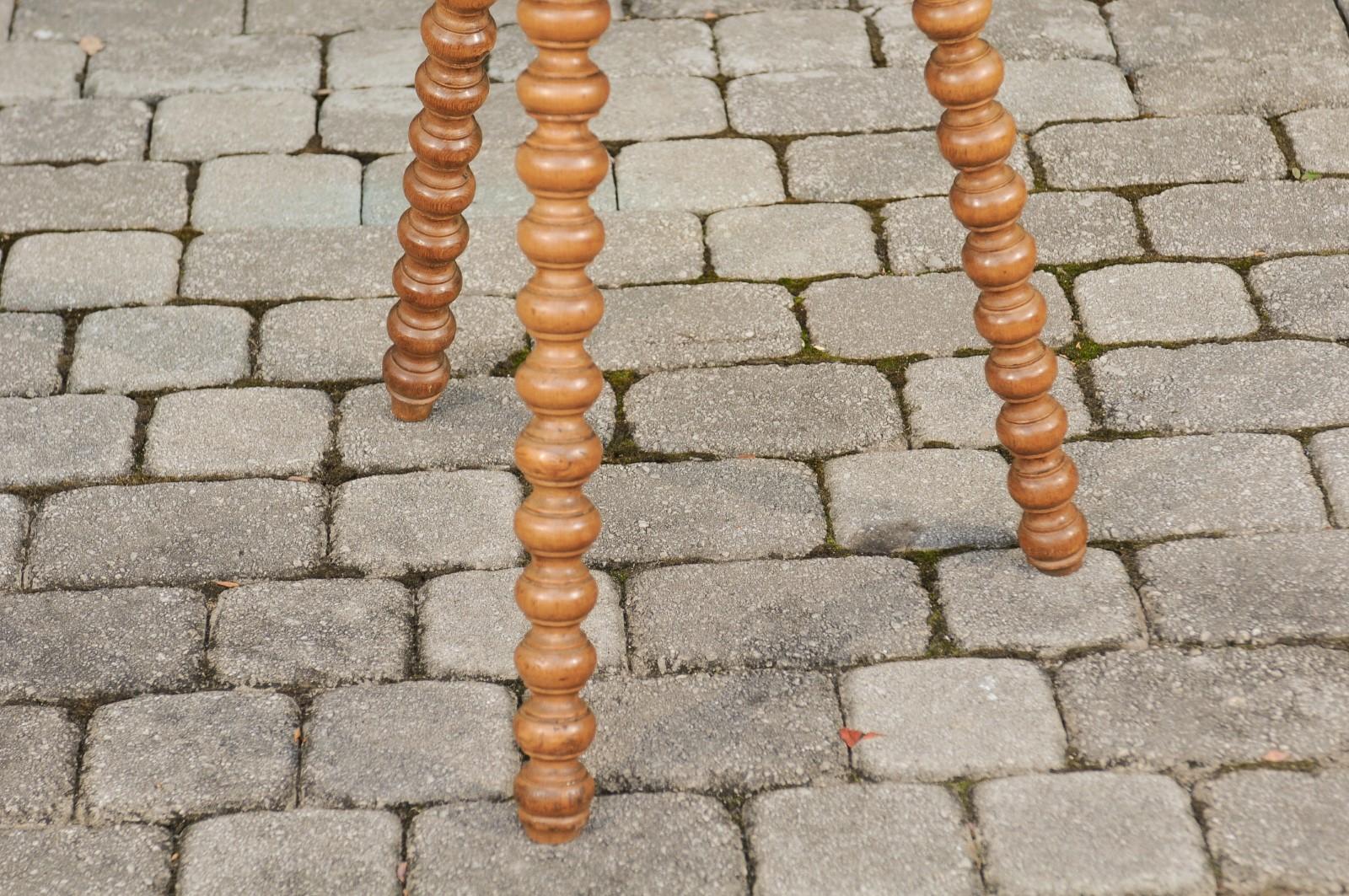 English Rustic 1880s Pine Cricket Tables with Round Top and Bobbin Legs 5