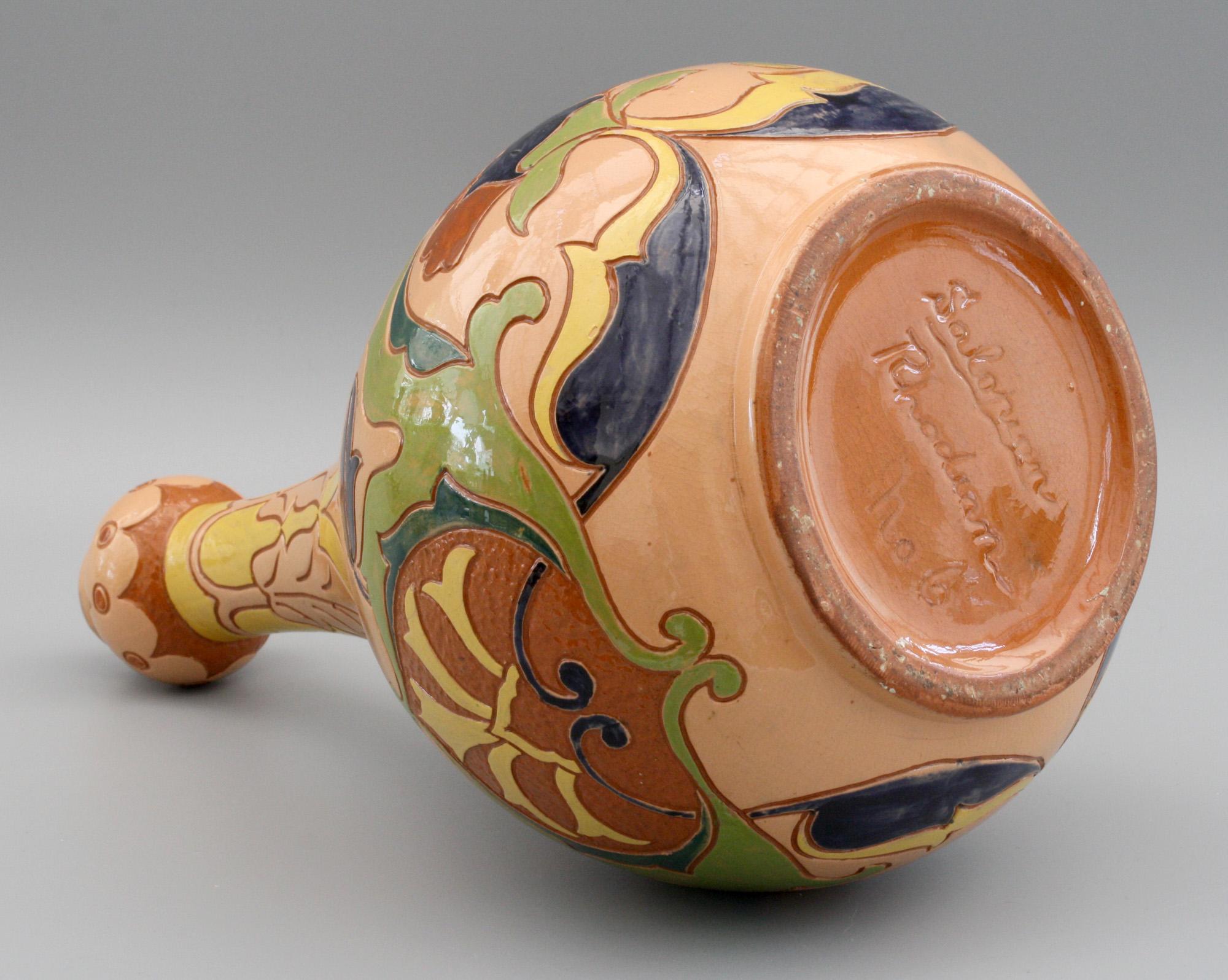 Art Nouveau English Salopian Rhodian Iznik Pattern Art Pottery Vase No. 6
