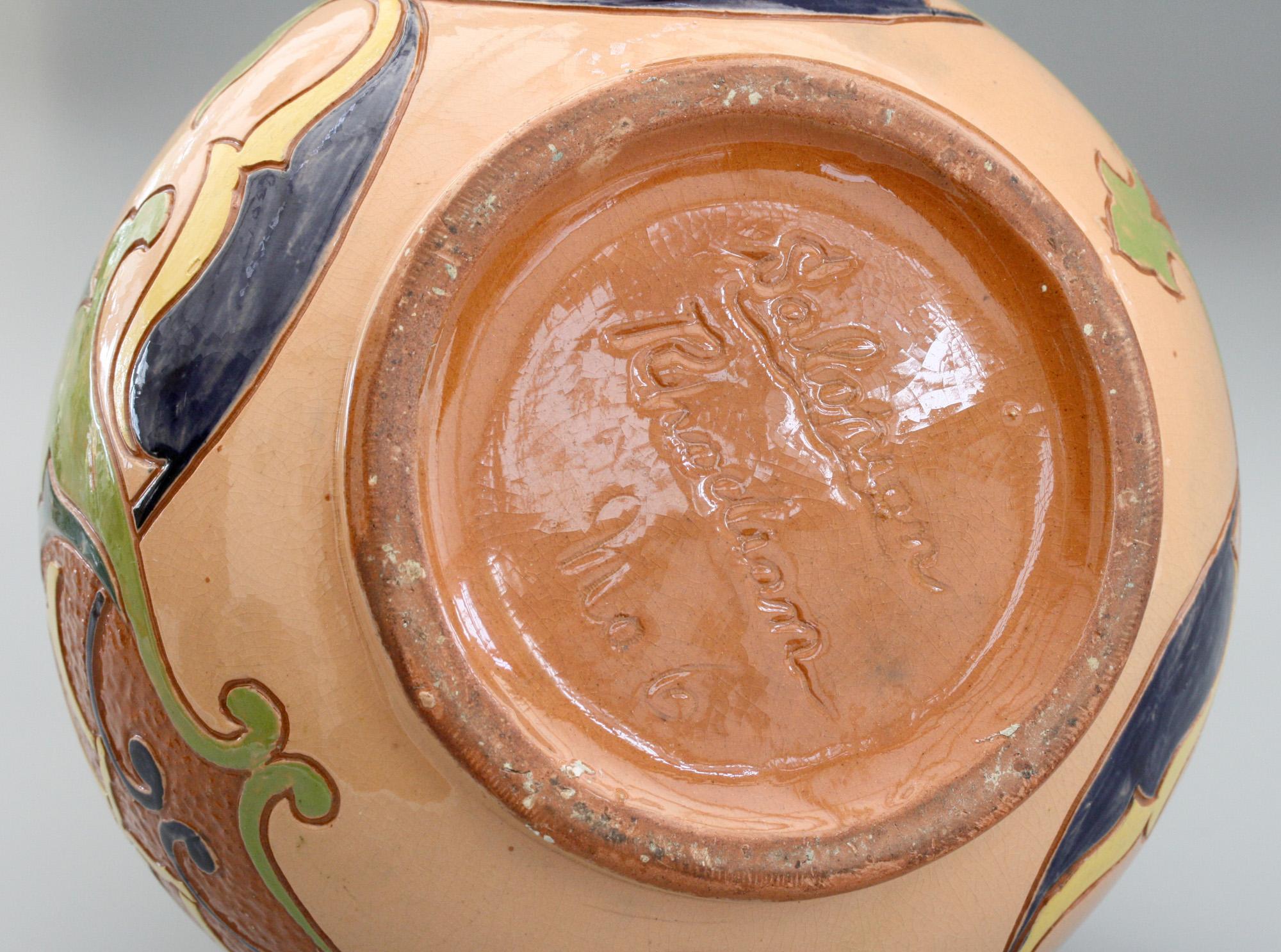 Glazed English Salopian Rhodian Iznik Pattern Art Pottery Vase No. 6