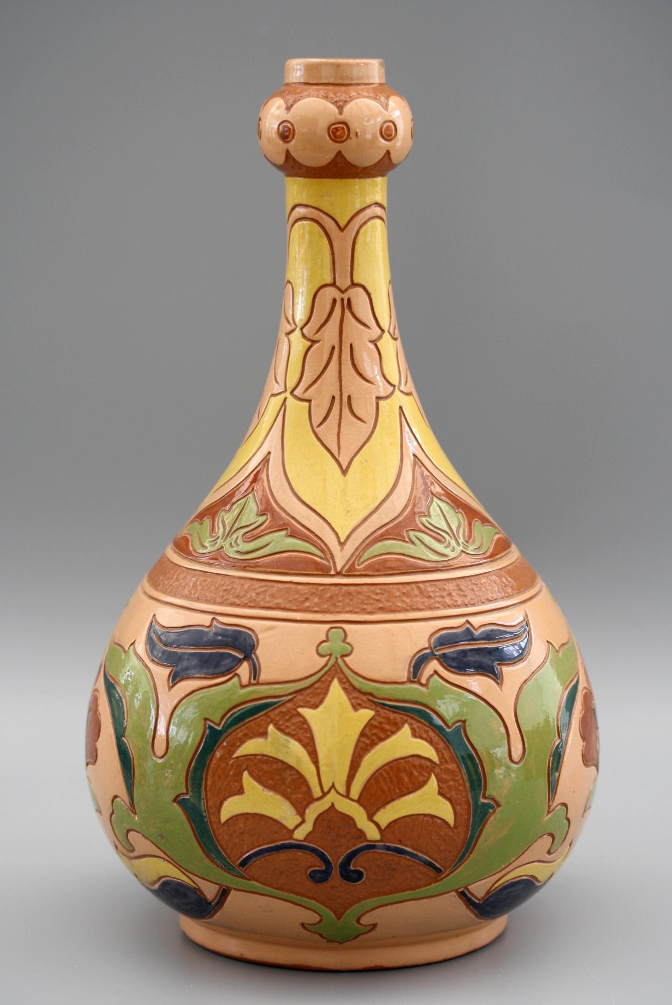 Late 19th Century English Salopian Rhodian Iznik Pattern Art Pottery Vase No. 6