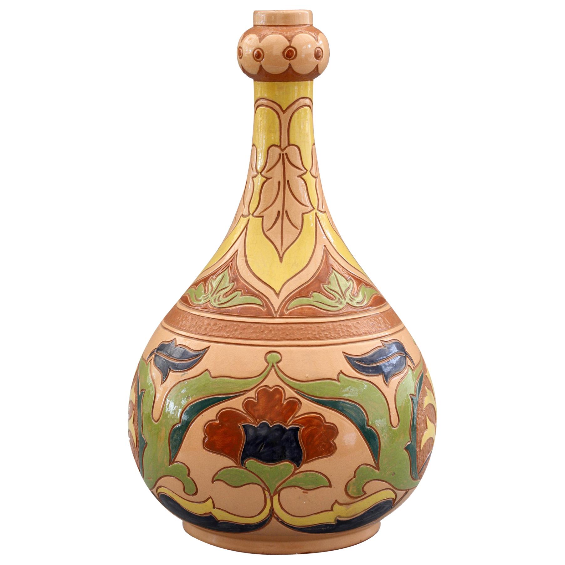 English Salopian Rhodian Iznik Pattern Art Pottery Vase No. 6