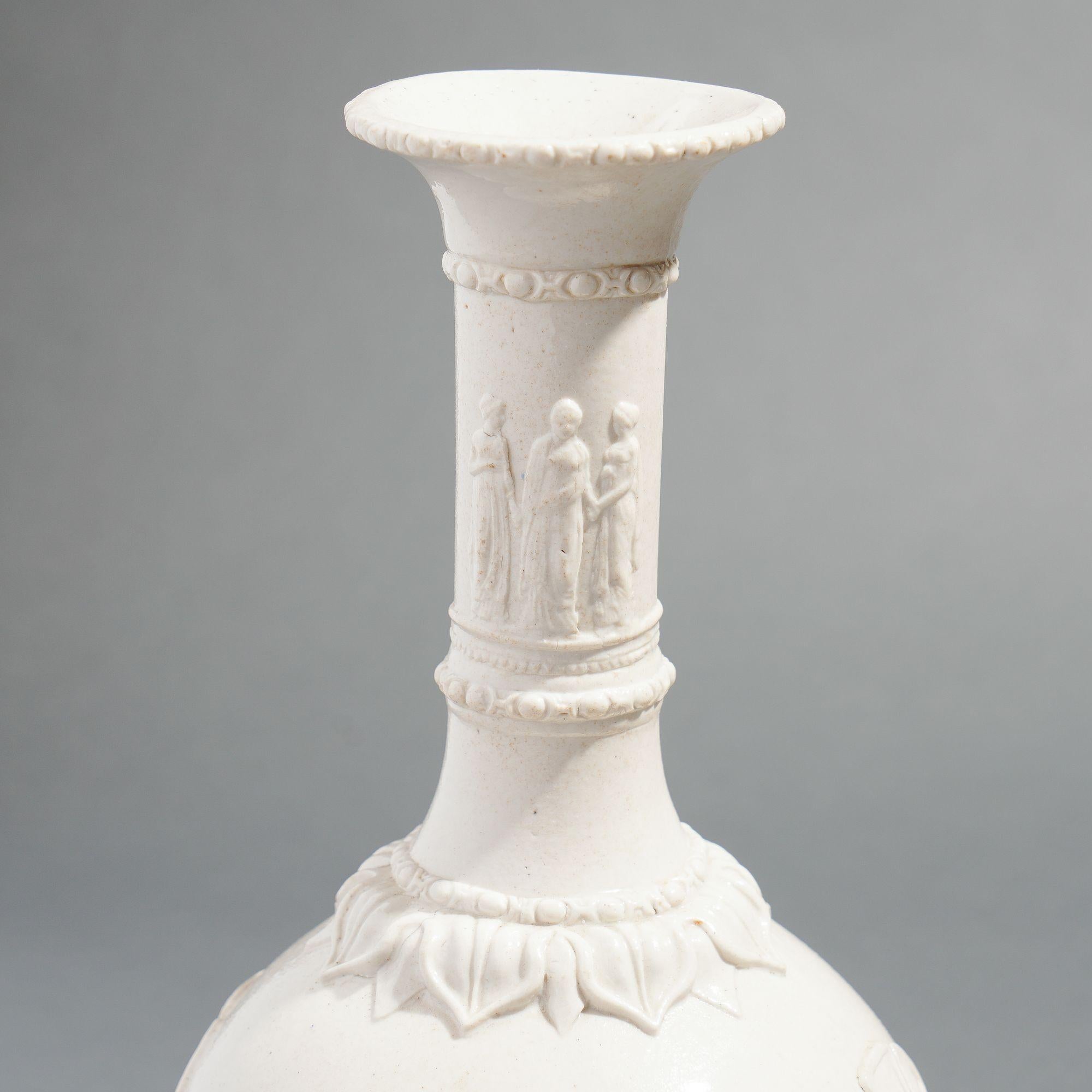 Englische Salzglasierte Wasserflasche aus weißem Steingut von G.R. Booth's & Co, 1839-1844 (Britisch) im Angebot