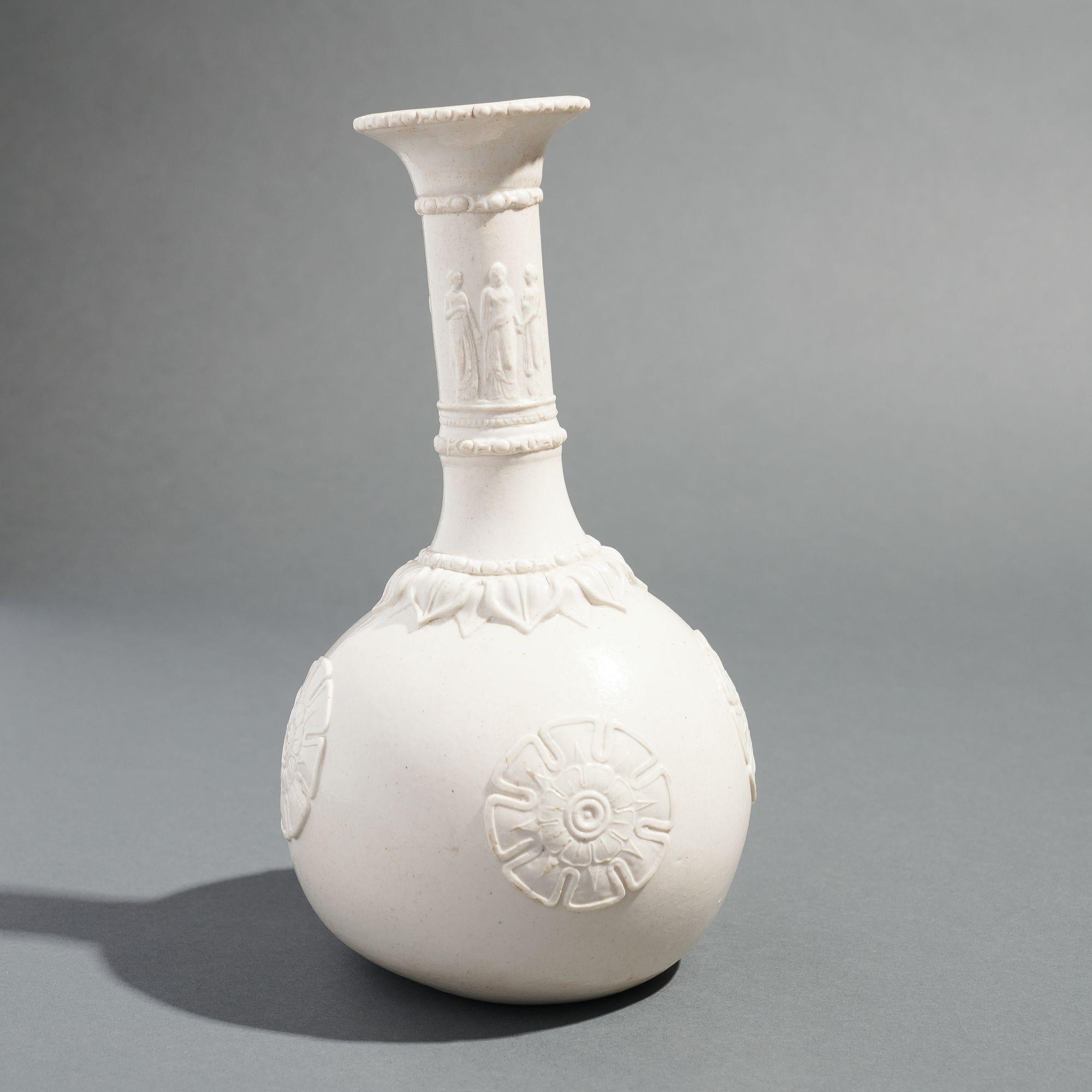 Englische Salzglasierte Wasserflasche aus weißem Steingut von G.R. Booth's & Co, 1839-1844 (19. Jahrhundert) im Angebot