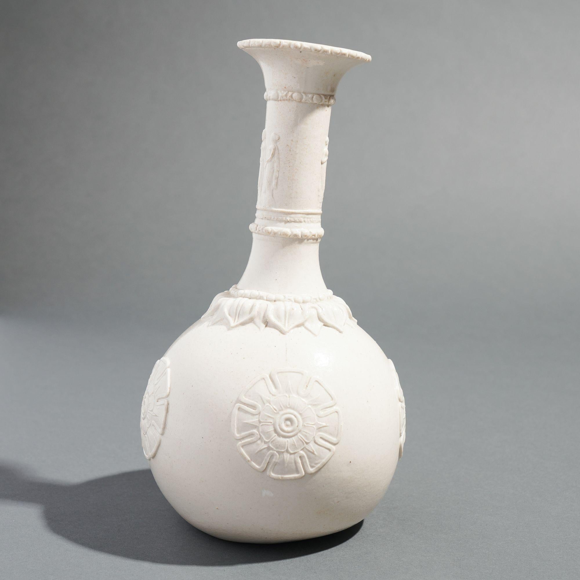 Englische Salzglasierte Wasserflasche aus weißem Steingut von G.R. Booth's & Co, 1839-1844 im Angebot 2