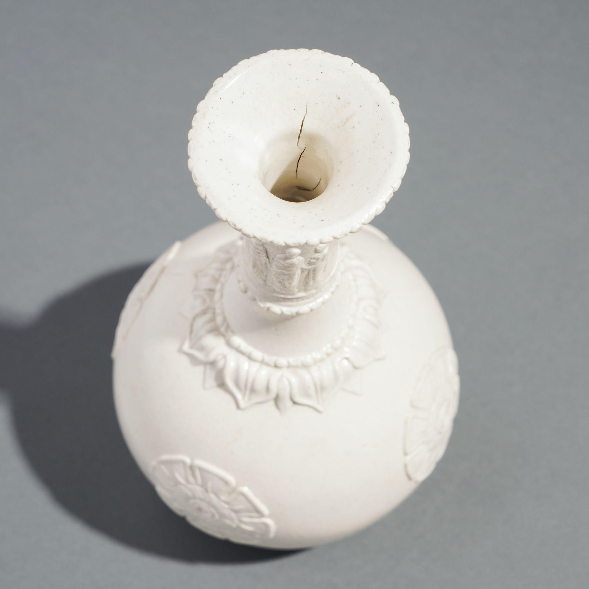 Englische Salzglasierte Wasserflasche aus weißem Steingut von G.R. Booth's & Co, 1839-1844 im Angebot 3
