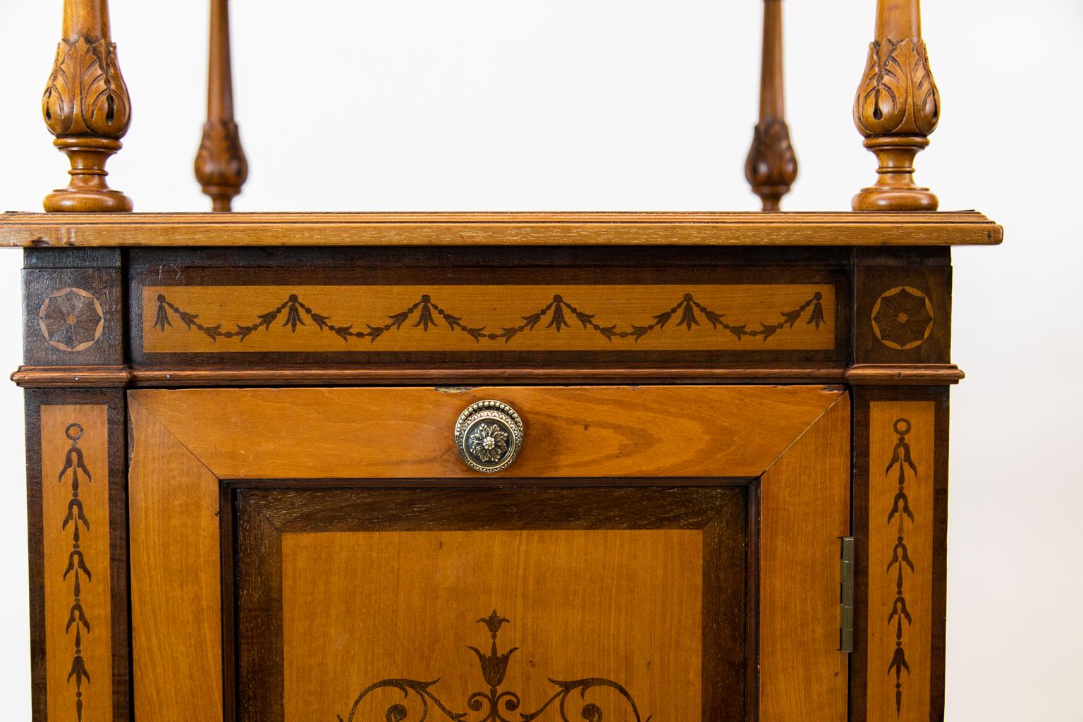 Hand-Carved English Satinwood Cabinet or Étagère For Sale