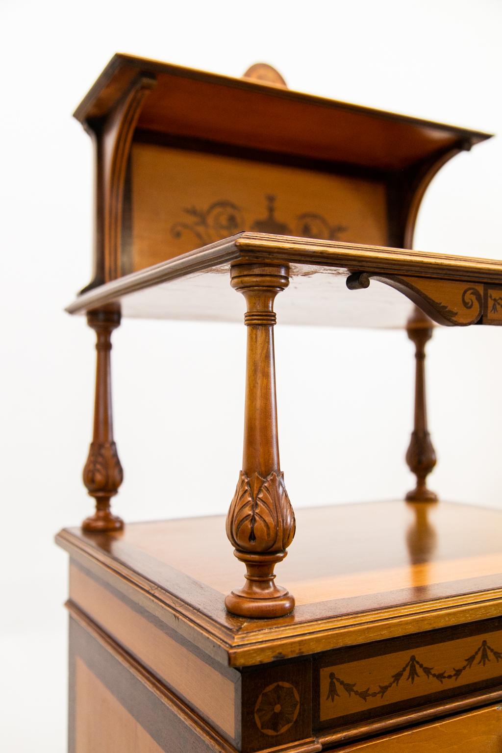 Brass English Satinwood Cabinet or Étagère For Sale
