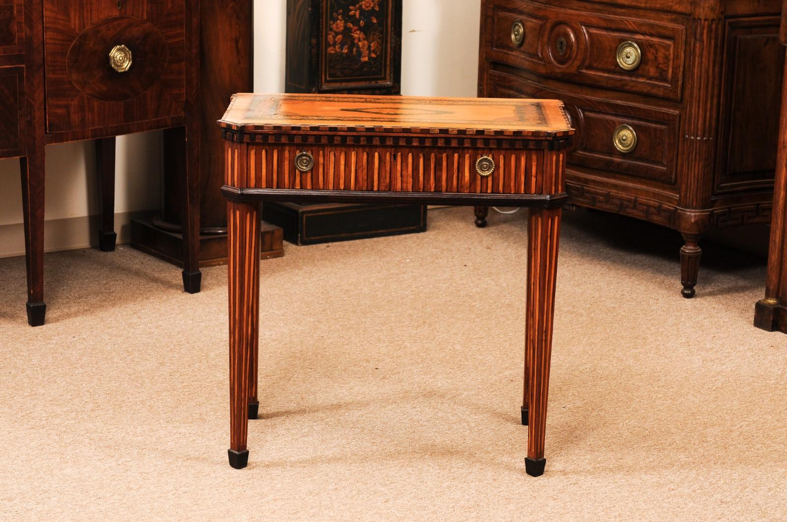 English Satinwood Inlaid Console Table with Shell Marquetry Inlay For Sale 8