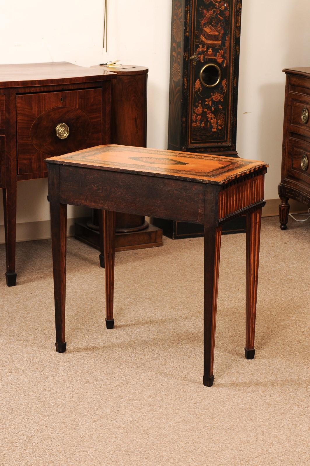 English Satinwood Inlaid Console Table with Shell Marquetry Inlay For Sale 3