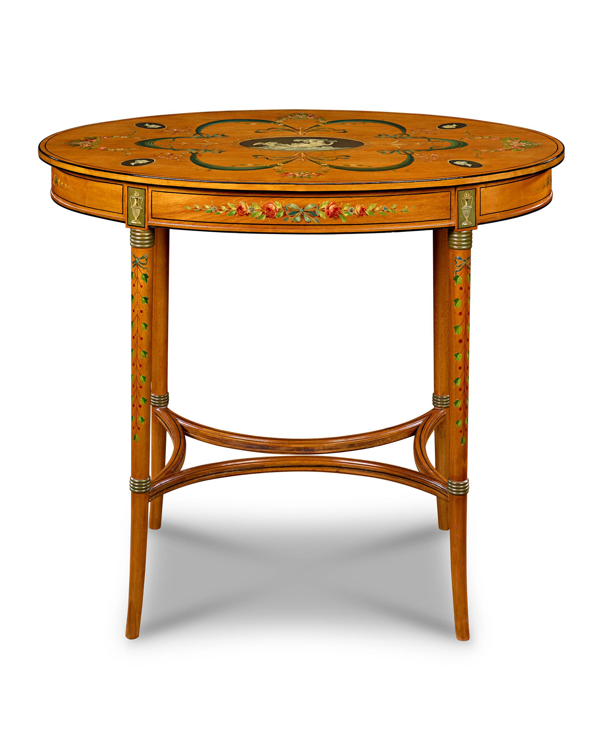 English Satinwood Parlor Tables In Excellent Condition For Sale In New Orleans, LA