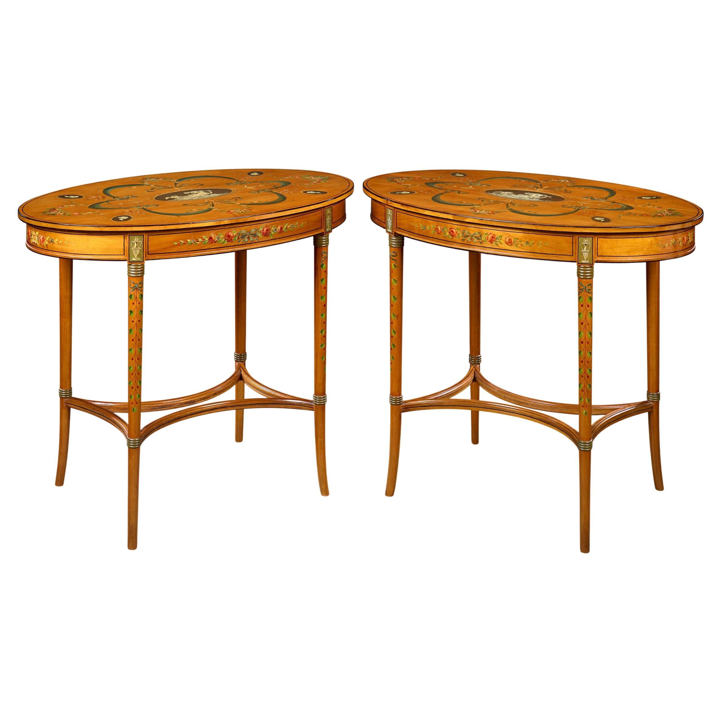 Mesas de salón inglesas de madera satinada