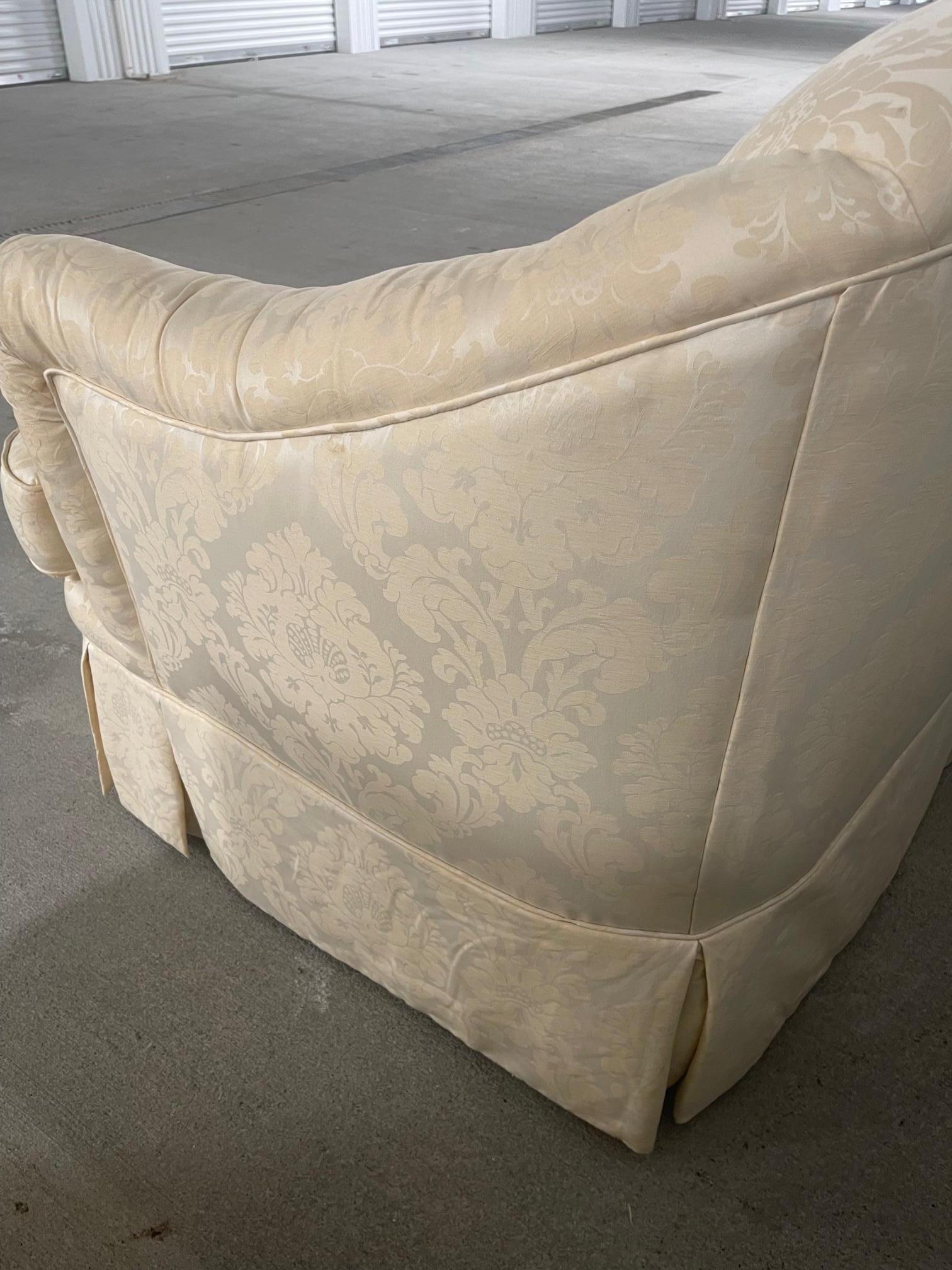 American English Scalloped Style Arm Sofa with a Serpentine Front, 20th Century For Sale