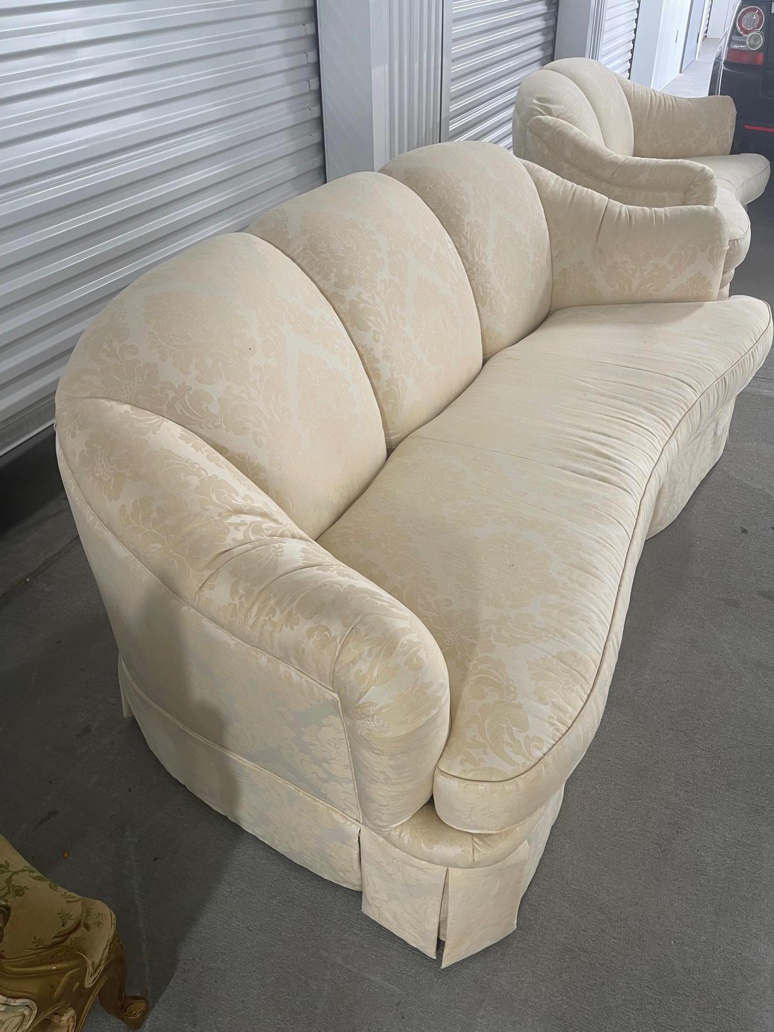 English Scalloped Style Arm Sofa with a Serpentine Front, 20th Century In Good Condition For Sale In Savannah, GA