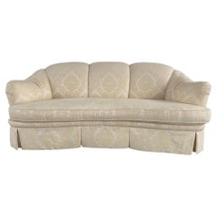 Vintage English Scalloped Style Arm Sofa with a Serpentine Front, 20th Century
