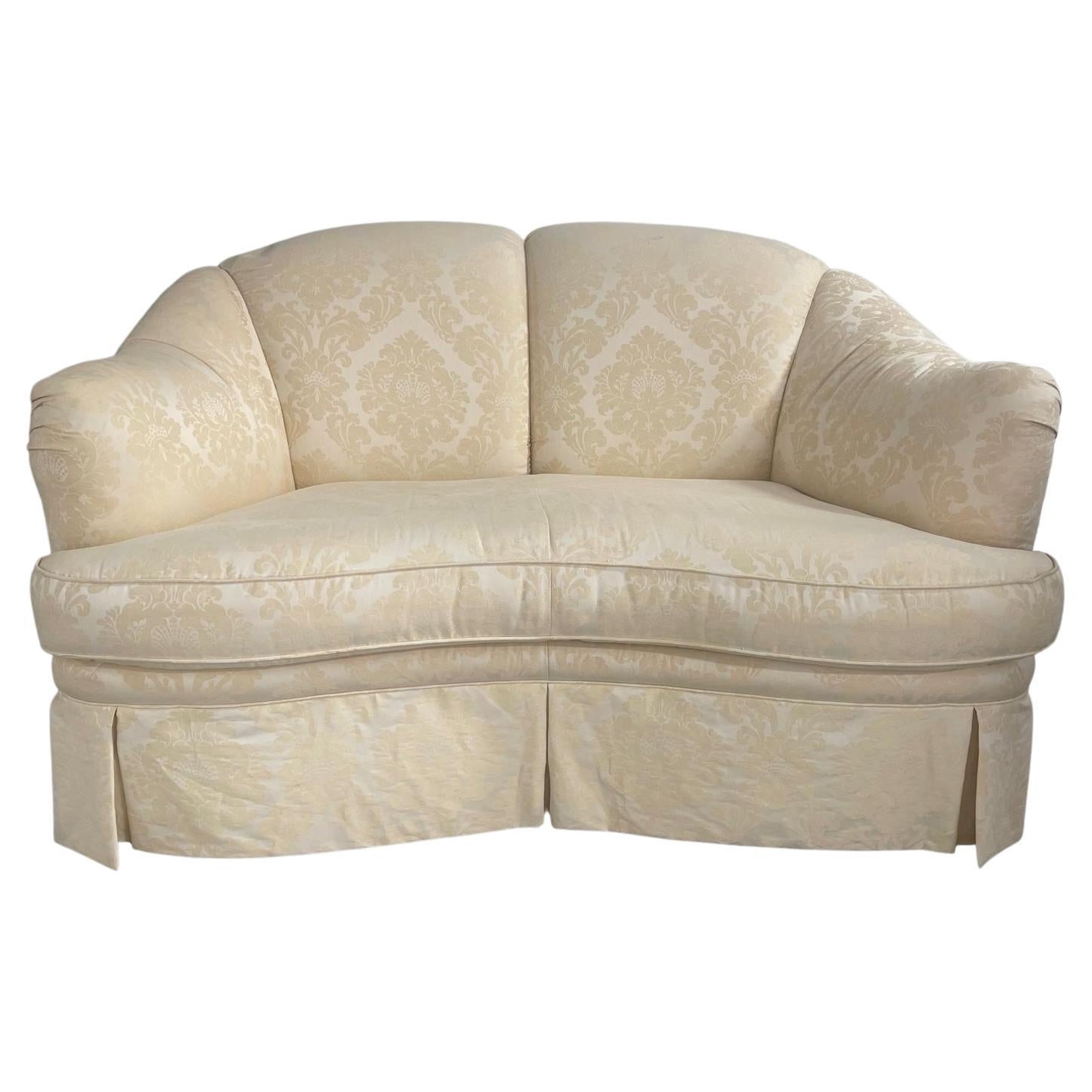 English Scalloped Style Loveseat with a Serpentine Front, 20th Century