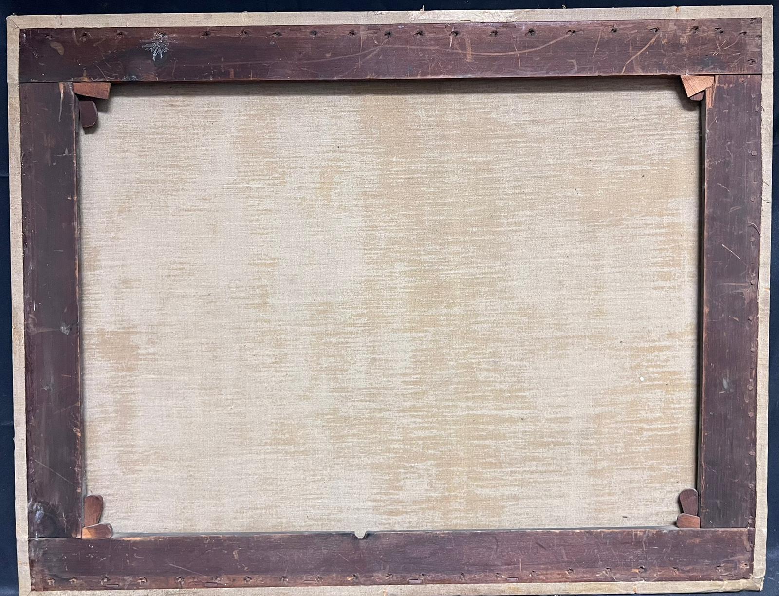 Grande ritratto di gruppo vittoriano di 8 membri della famiglia in una stanza, pittura a olio 6