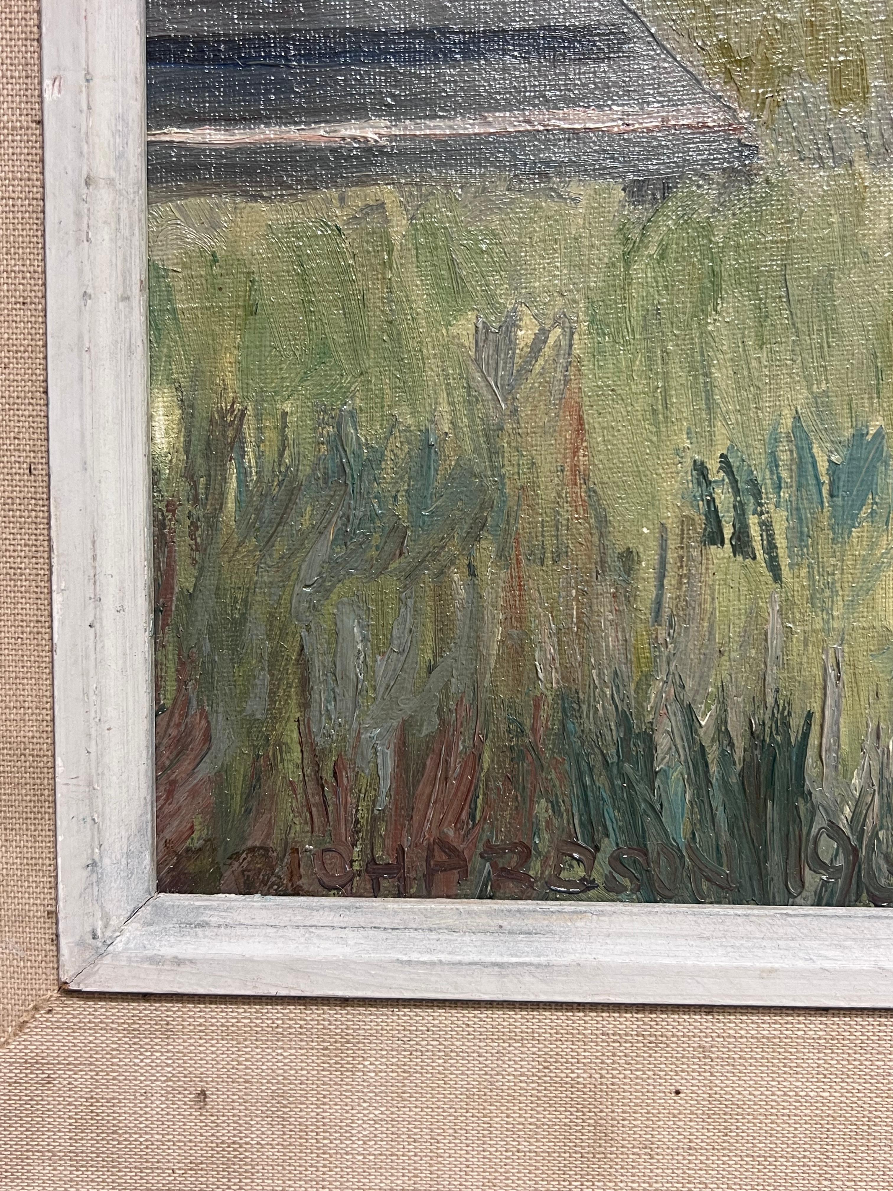 Feine englische Sportkunst Ölgemälde Rennpferd im Paddock Signiert & datiert 1966 im Angebot 6