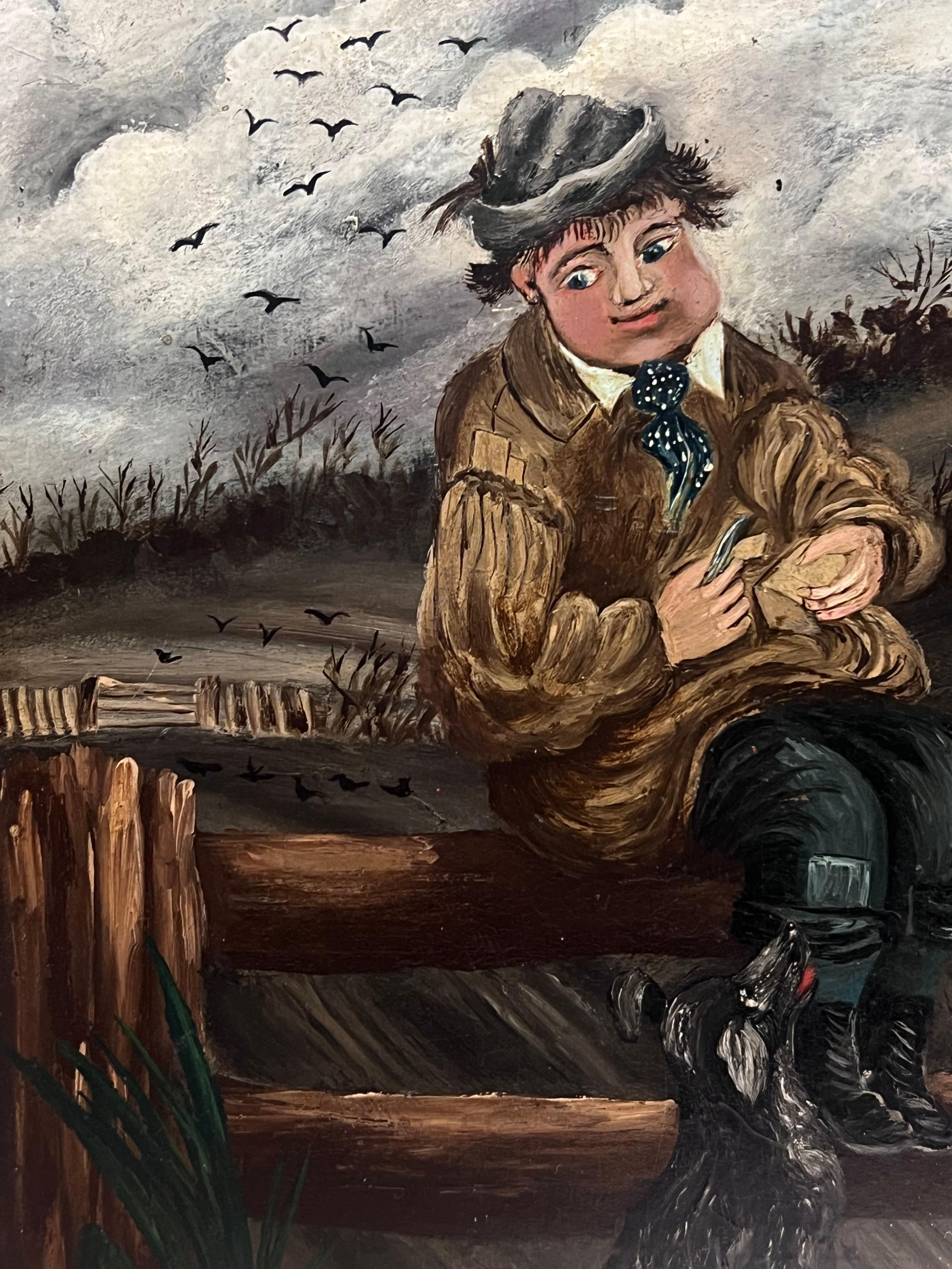 La pause déjeuner
École anglaise (milieu du 19e siècle)
Huile sur panneau, encadrée dans un cadre en bois d'érable antique. 
encadré : 12 x 10.5 pouces
peinture : 9 x 7 pouces
Collectional : collection privée, Angleterre
Condit : très bon état

Pour