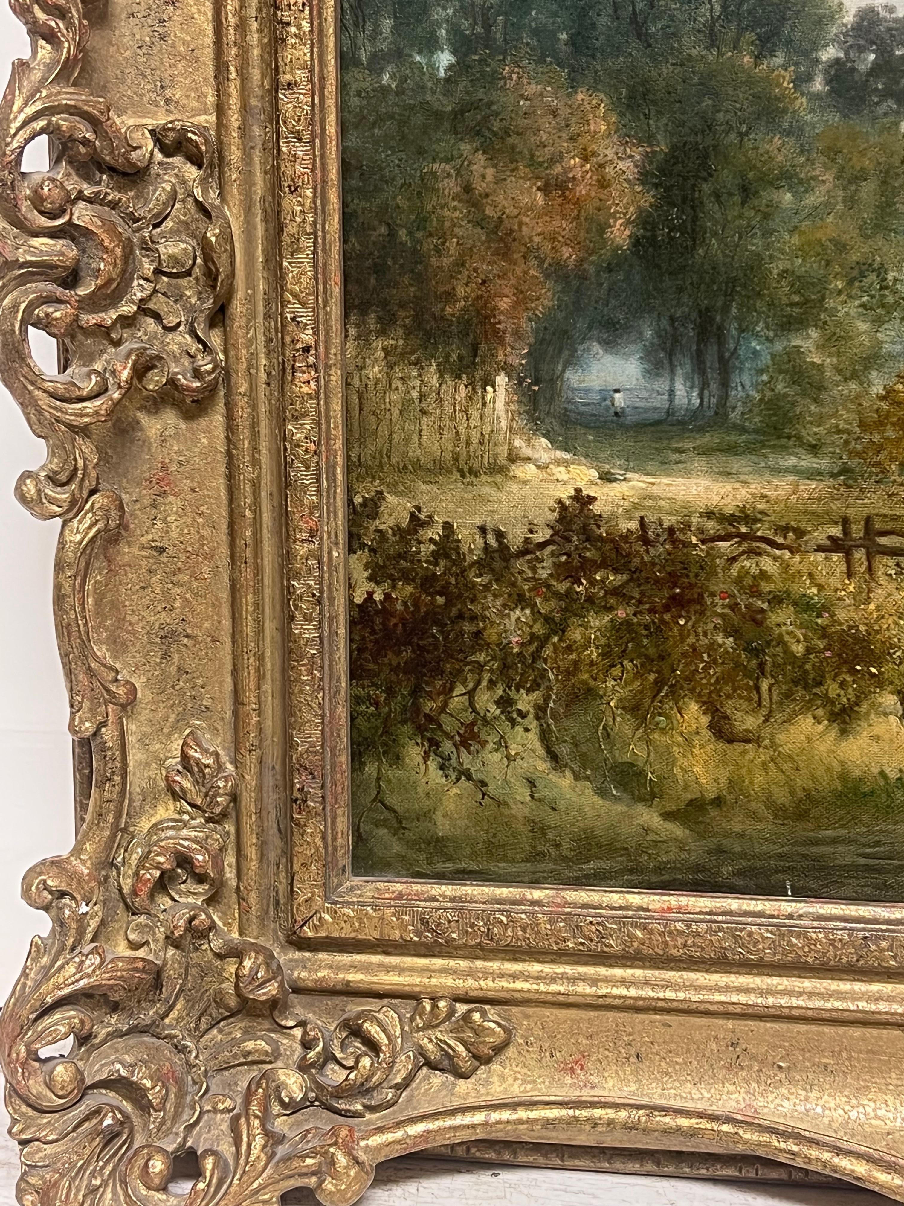 Viktorianisches englisches Ölgemälde Pferd & Reiter in ländlicher Landschaft mit Fluss im Angebot 3