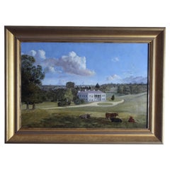 English School 19° secolo Paesaggio Casa di Campagna Pittura ad olio
