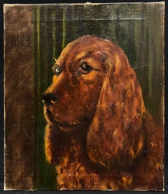 20th Century Portrait of a Red Setter/ Spaniel Dog Oil Painting