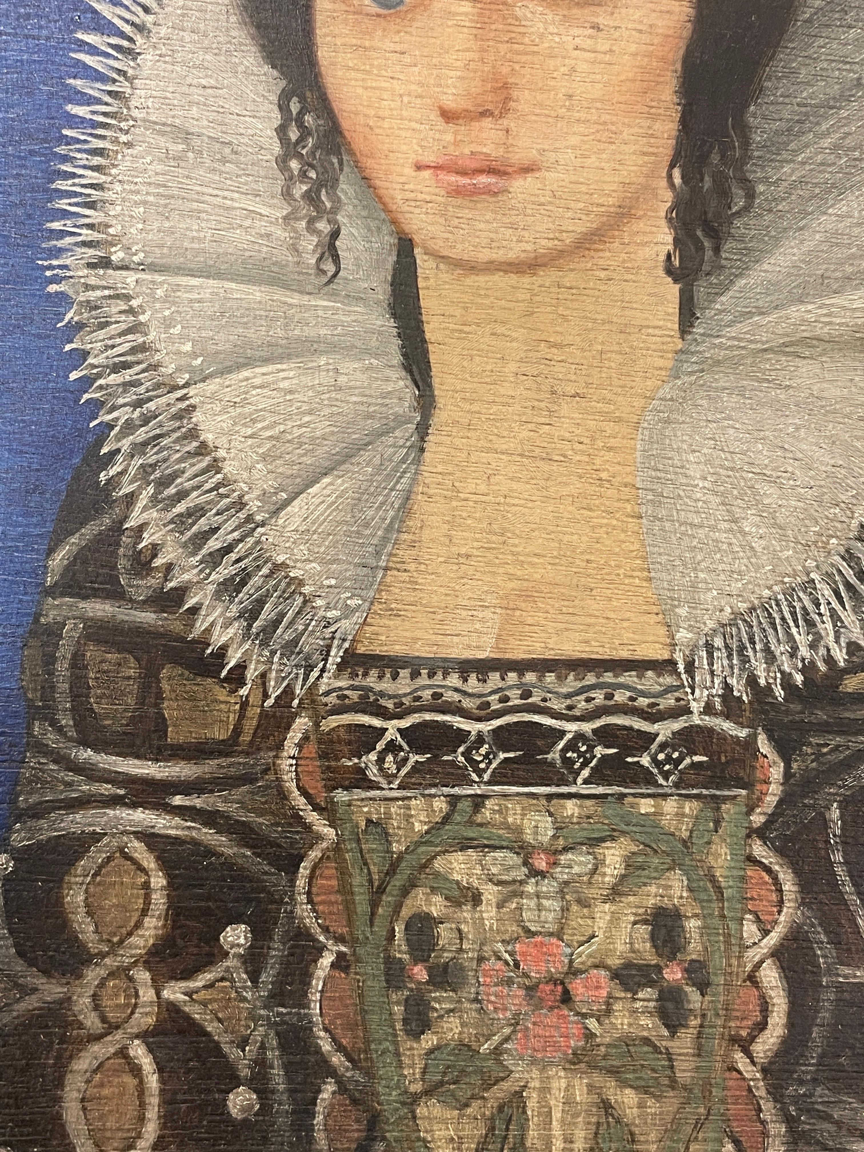 Fine English Portrait of Elizabethan Lady, framed oil painting  2