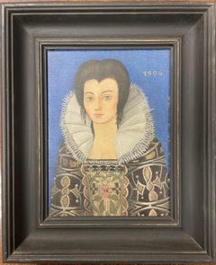 Fine English Portrait of Elizabethan Lady, framed oil painting 