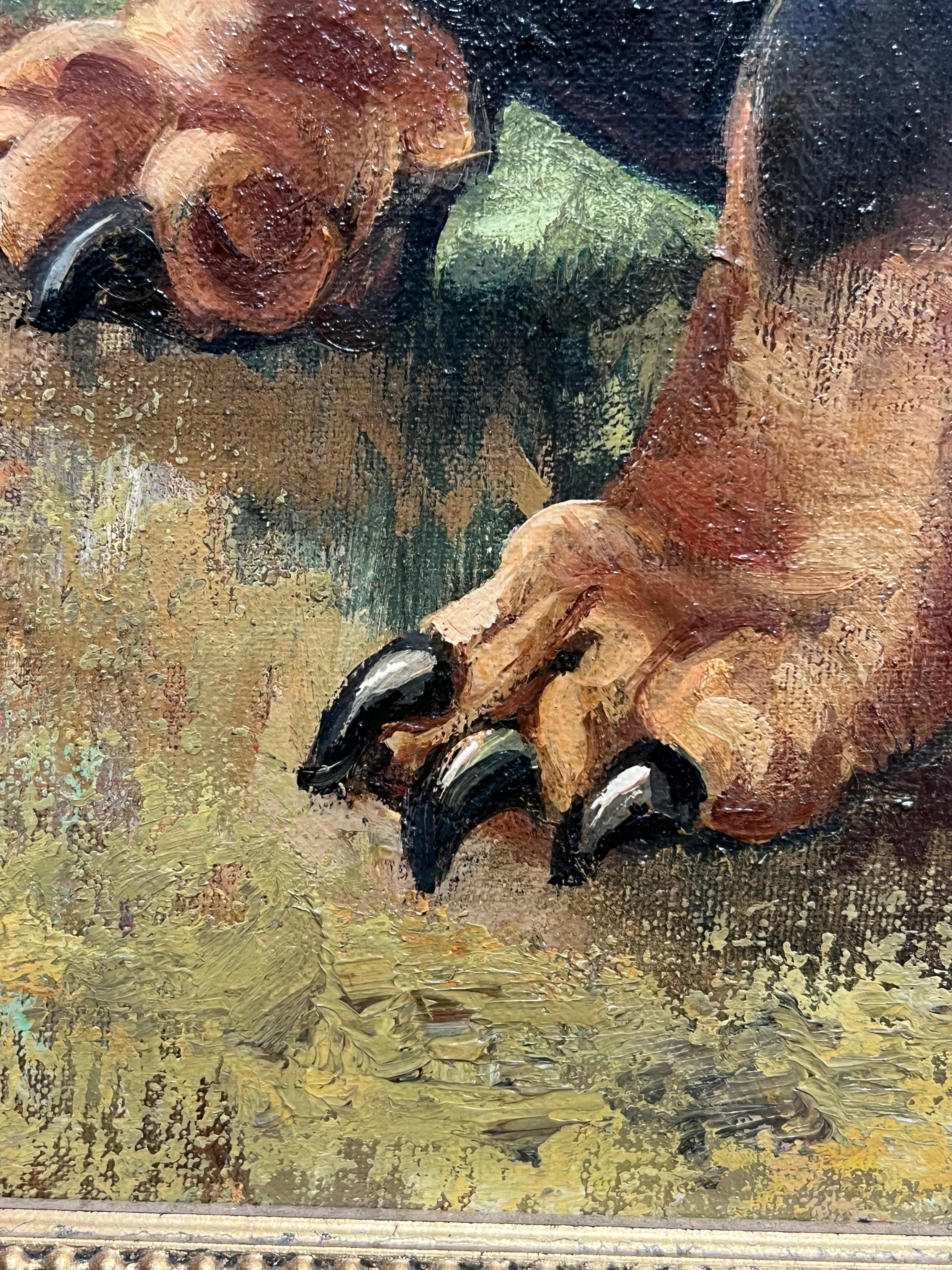 Large English Dog Oil Painting Pair of Charming Dachshund Dogs in Landscape 7