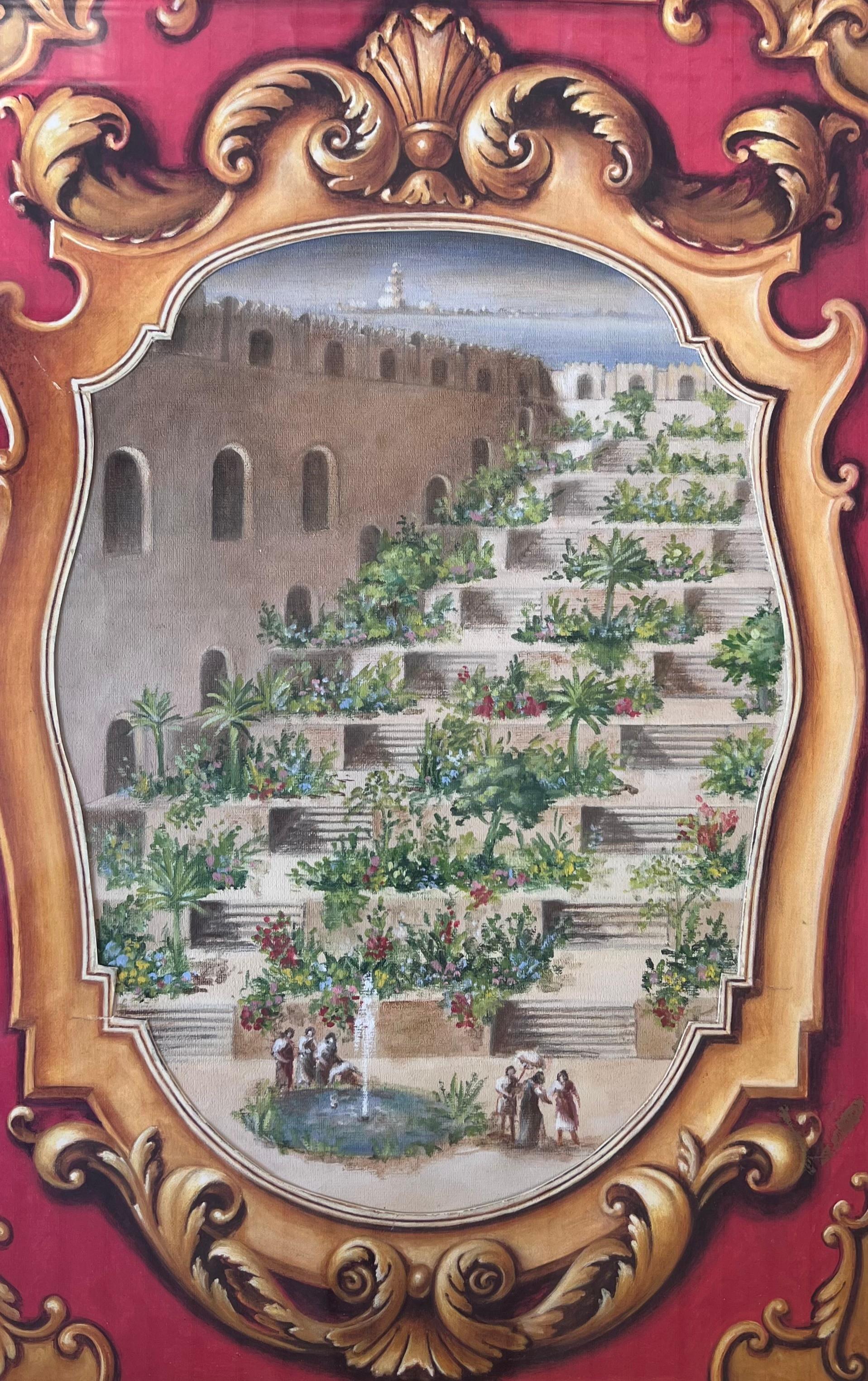 Set of 7 Original Paintings - The Seven Wonders of the Ancient World Classical For Sale 1