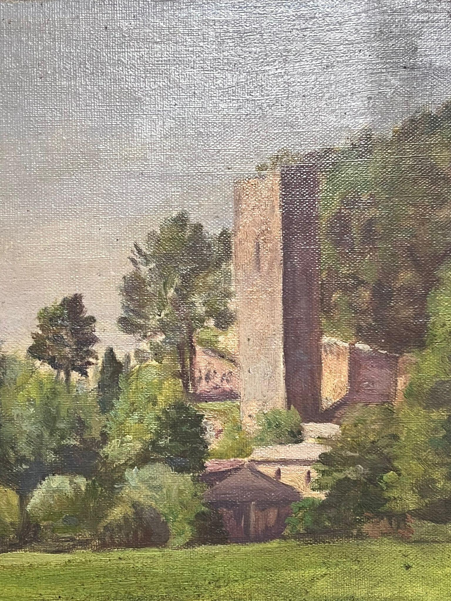Charmante Landschaft des 20. Jahrhunderts mit Ruinen und üppigem Blattwerk, Ölgemälde (Impressionismus), Painting, von English School