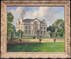 Vintage Country House Portrait Faringdon House Oxfordshire Grade 1 Listed Oil Painting
