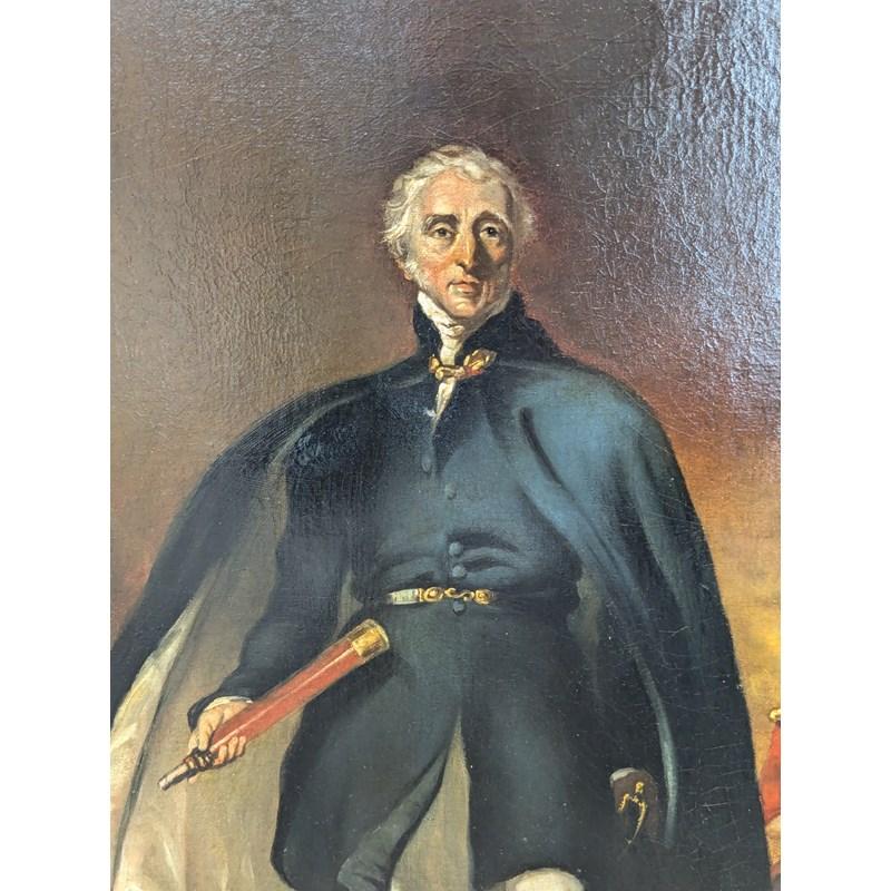 19th Century Portrait, oil , of the Duke of Wellington , Arthur Wellesley - Painting by English school