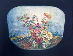 Aquarelle florale d'inspiration rococo avec papillons et bouquet vibrant