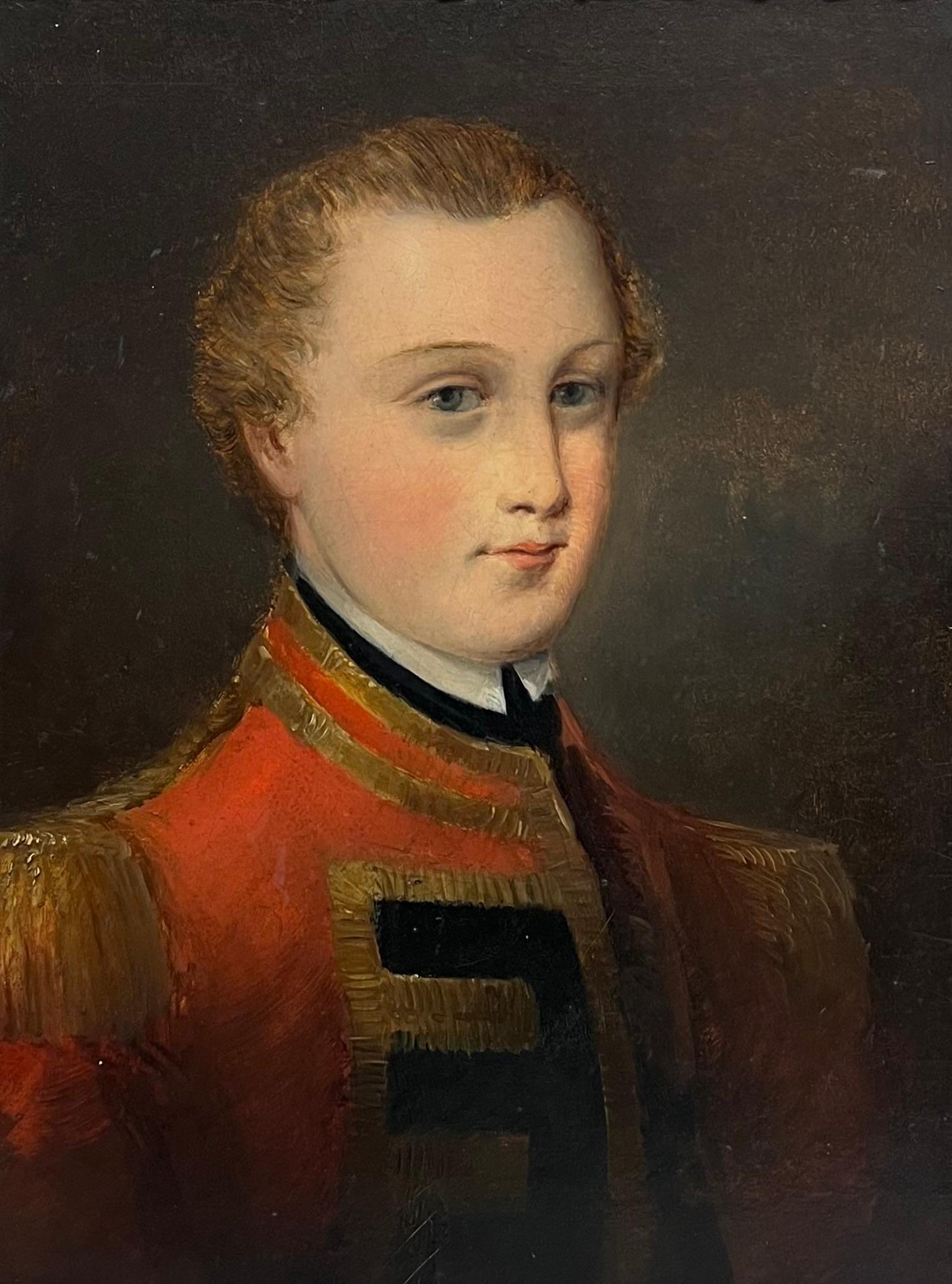 Antikes englisches Ölgemälde, Porträt eines jungen britischen Armeeoffiziers, feiner Rahmen – Painting von English School
