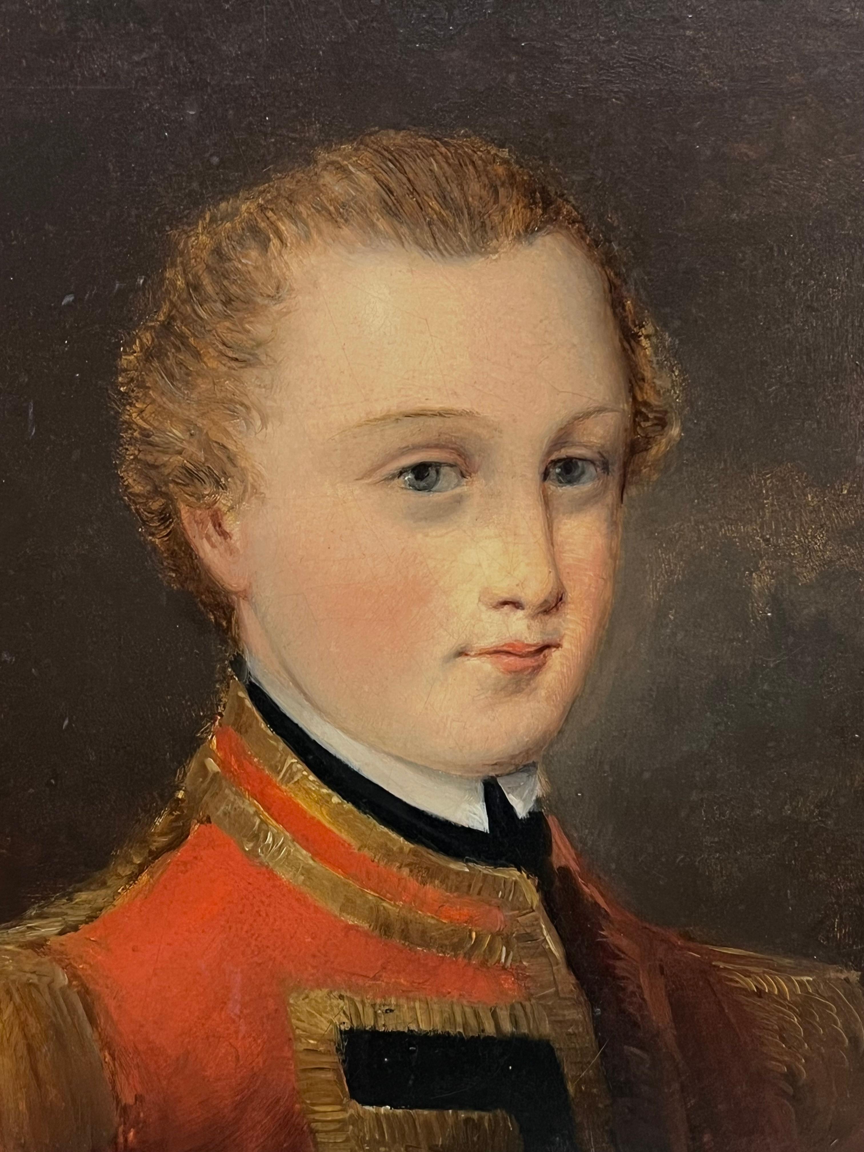 Antikes englisches Ölgemälde, Porträt eines jungen britischen Armeeoffiziers, feiner Rahmen (Braun), Portrait Painting, von English School