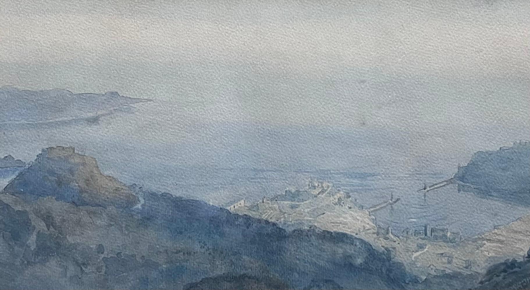 Monte Carlo Hafen von La Turbie Panoramic Skyline Landschaft Küstenansicht von Monte Carlo – Painting von English School