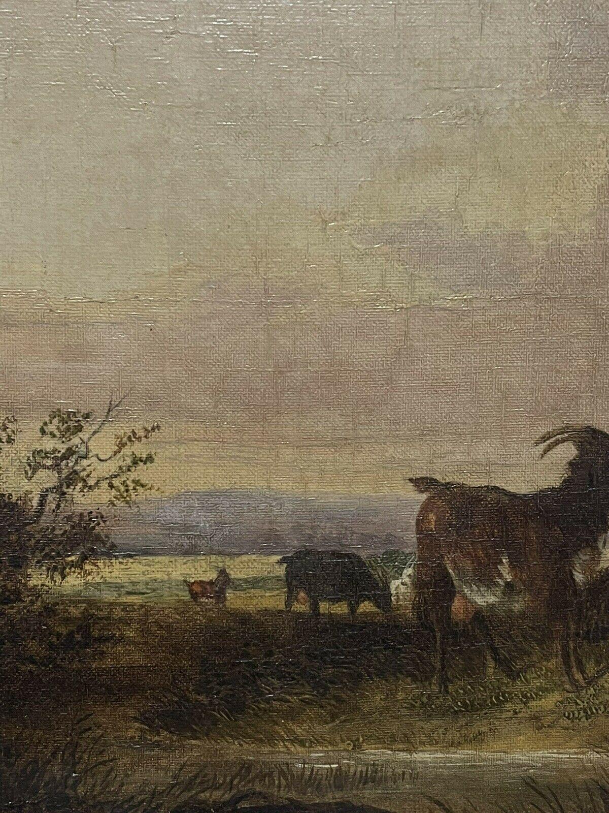 Artiste/École : École anglaise, 19e siècle

Titre : Paysage rural, ouvrier agricole avec des animaux.

Support : peinture à l'huile sur toile, encadrée

Taille :     encadré : 15 x 17 
           peinture : 12 x 14 pouces

Provenance : collection