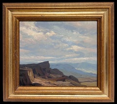 Fine British Impressionist Signed Oil Rain Clouds over Rugged Mountain Crags