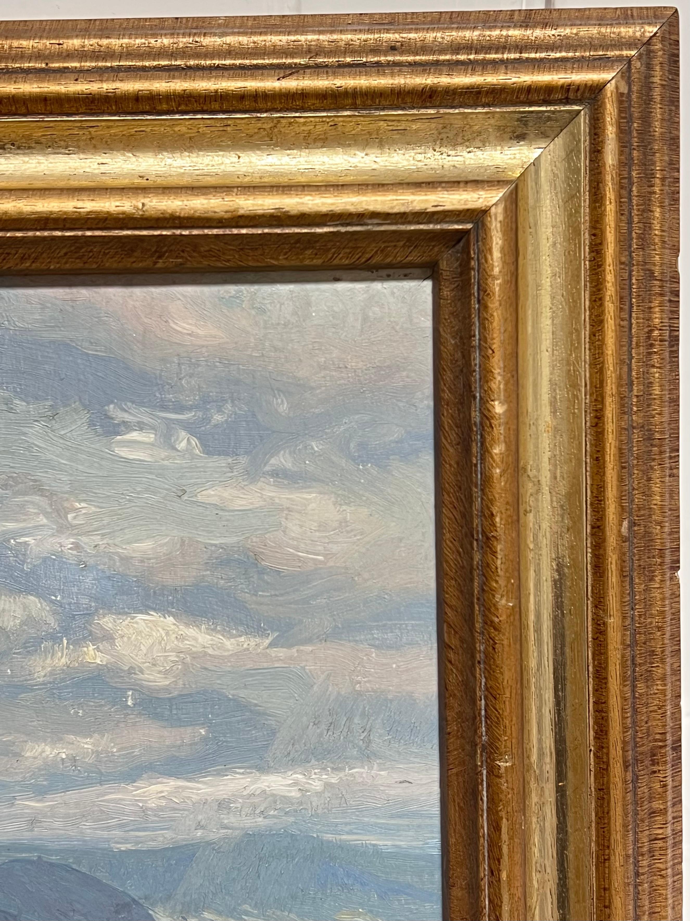 Fine British Impressionist Signed Oil Rain Clouds over Rugged Mountain Crags For Sale 3