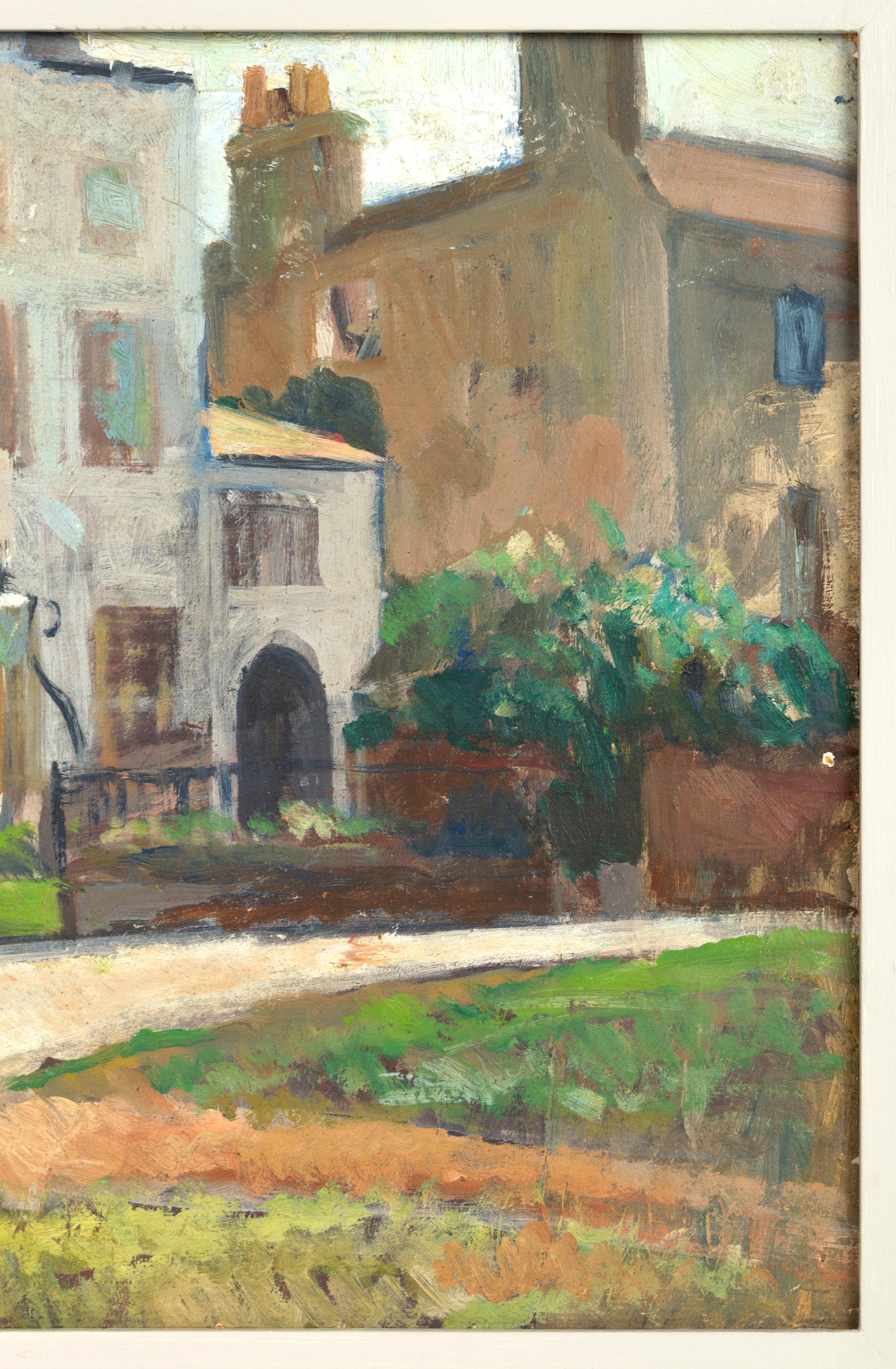 20th Century English School Impressionist Oil on Board 'House On The Green', C.1950 For Sale