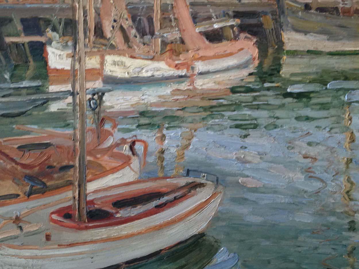 20th Century English School Oil on Board Impressionist Harbour Scene, Circa 1930