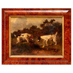 English School Oil on Board, Two Hounds on the Hunt, Late 19th/Early 20th C.
