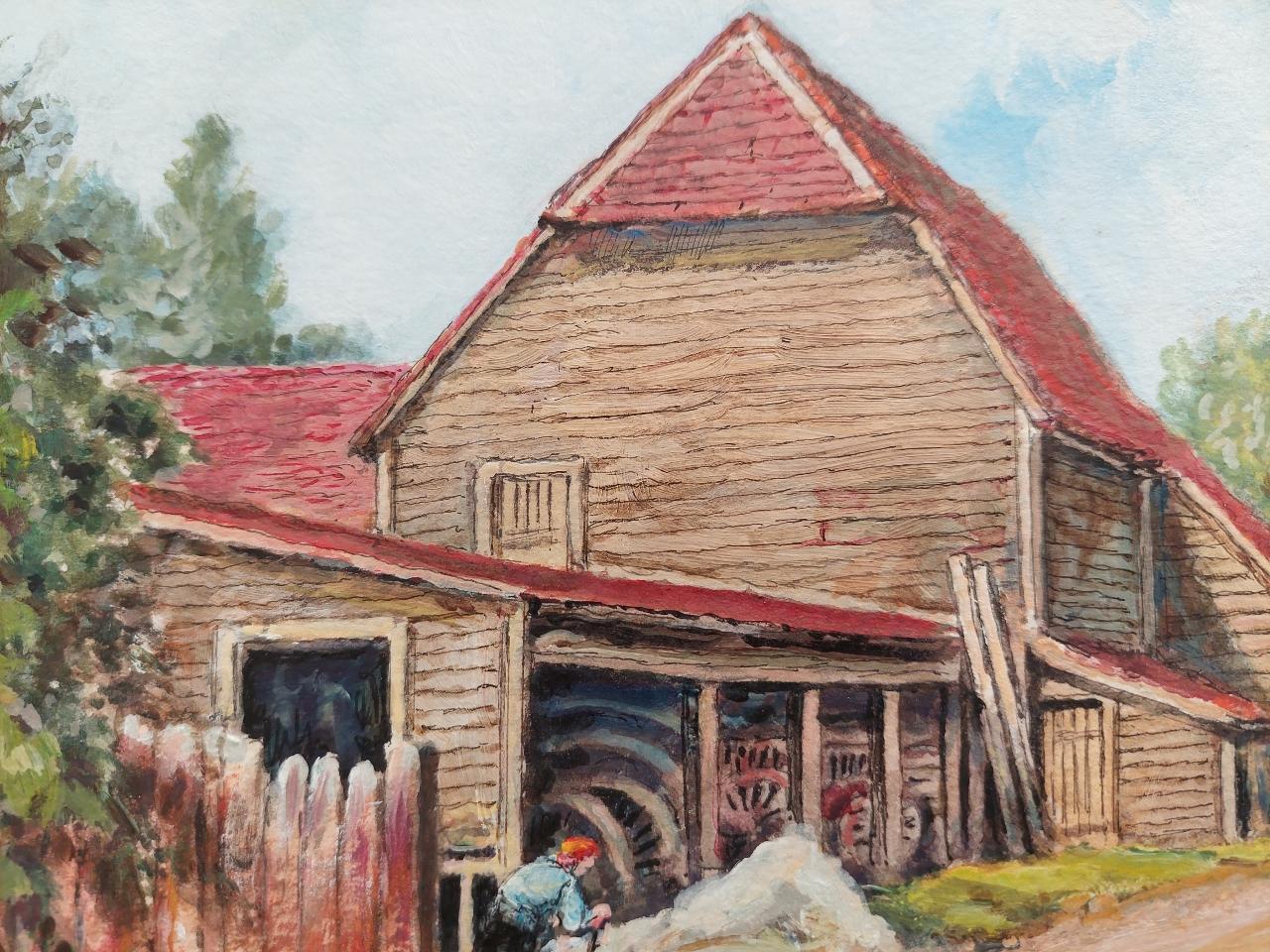 20th Century Traditional English Painting a Farm in Claygate, Surrey For Sale 1