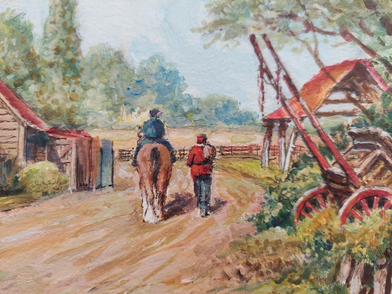20th Century Traditional English Painting a Farm in Claygate, Surrey For Sale 6