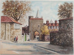 Pittura tradizionale inglese del XX secolo Rochester Cathedral Priory Gate, Kent