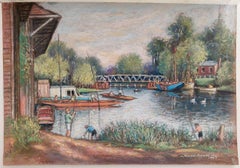 20th Century Traditional English Pastel Summer Evening by the Thames