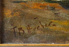 A harbour with cliffs in the distance with steam and sailing ships 19th century